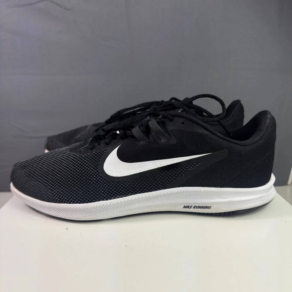 Nike Downshifter 9 Running Shoes Mens 11.5 Black White AR4946-003 Mesh Low Top